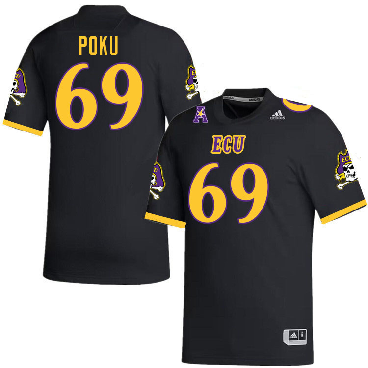 #69 Emmanuel Poku East Carolina Pirates College Football Jersey Stitched-Black